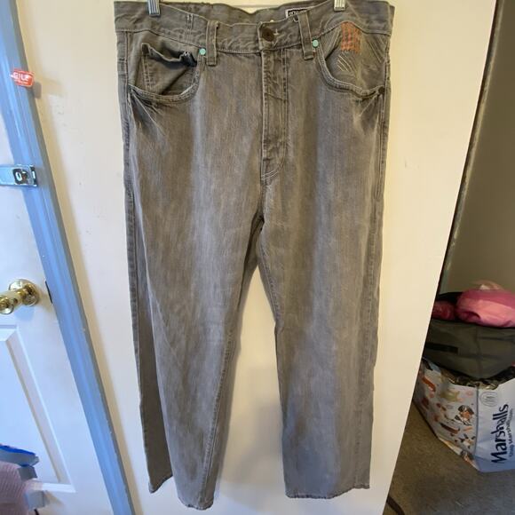 VTG Enyce Clothing Co Rap Straight Baggy Denim Jeans Men 34x31 Y2k Faded Gray - Picture 6 of 8
